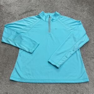 Jockey 1/4 Zip Pullover Activewear Jacket Womens XL Aqua Blue Zip Chest Pocket